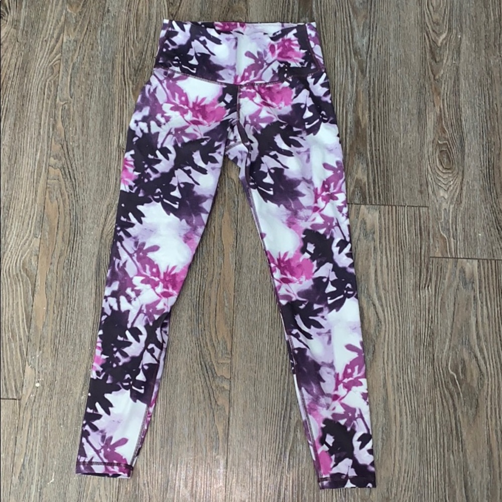 Purple Leaves Compression Leggings Activewear